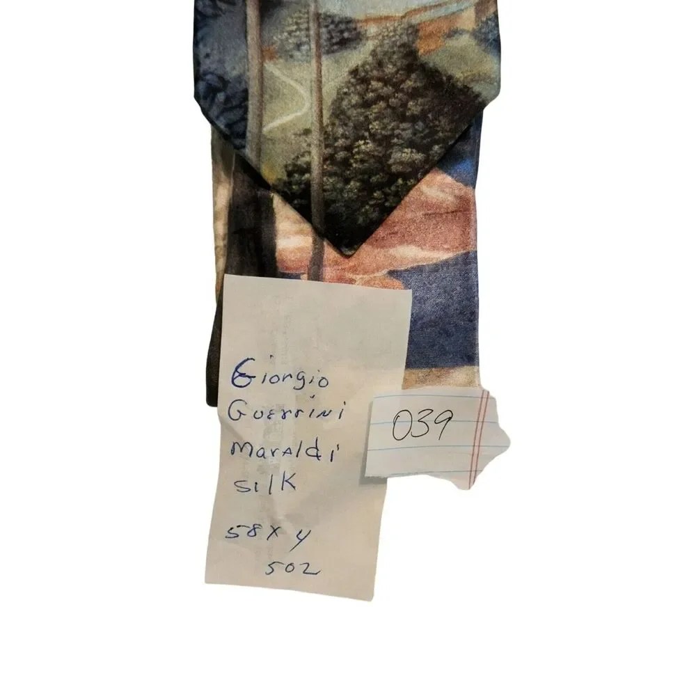 #6389 Giorgo Guerrini Maraldi Vintage Men's Necktie Blue print 58 in x 4 in